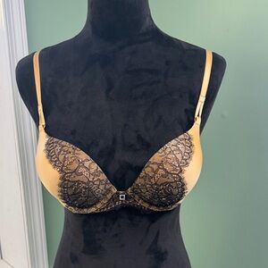 Victoria's Secret Gold/black Lace Bra 34B